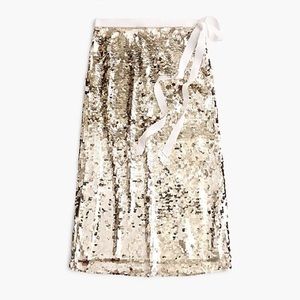 J. Crew Sequin Midi Skirt with Tie